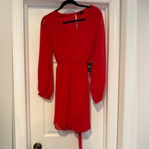 Express Vibrant‎ Red Long Sleeve Dress size Small NWT